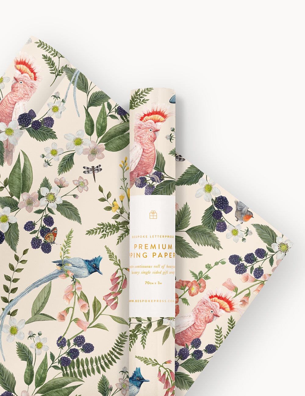 Gift Wrap Roll 3m - Cockatoos Gift Wrapping Bespoke Letterpress 