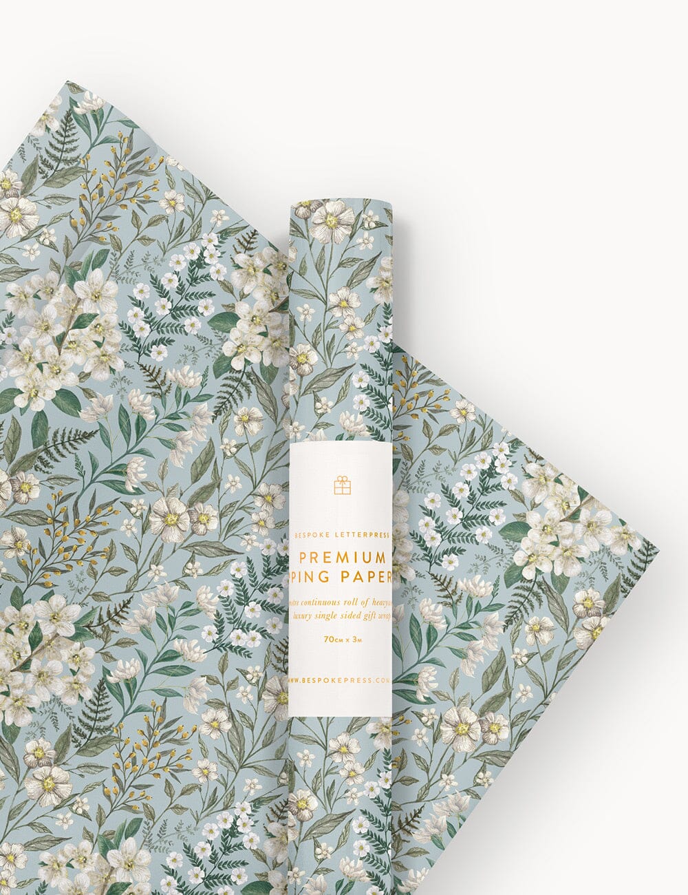 Gift Wrap Roll 3m - Ivory Garden Gift Wrapping Bespoke Letterpress 