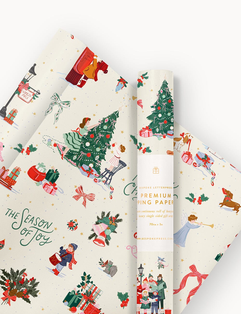 Gift Wrap 3m Roll - Season of Joy Gift Wrapping Bespoke Letterpress 