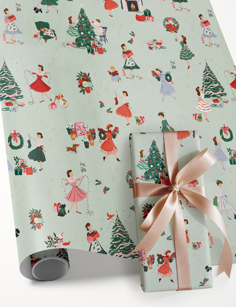 Gift Wrap 3m Roll - Christmas Ladies