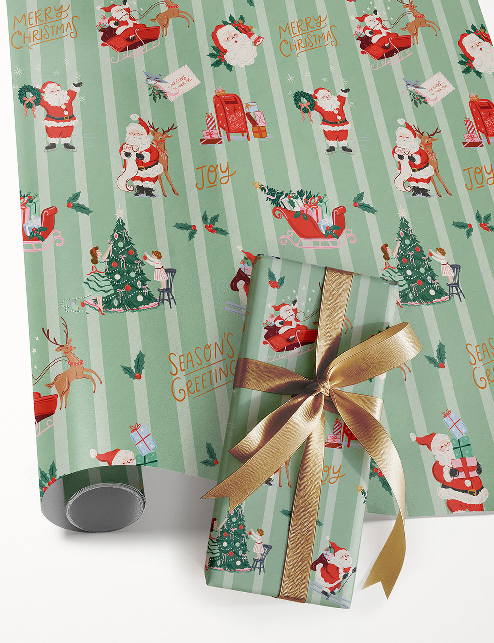 Gift Wrap 3m Roll - Christmas Santas