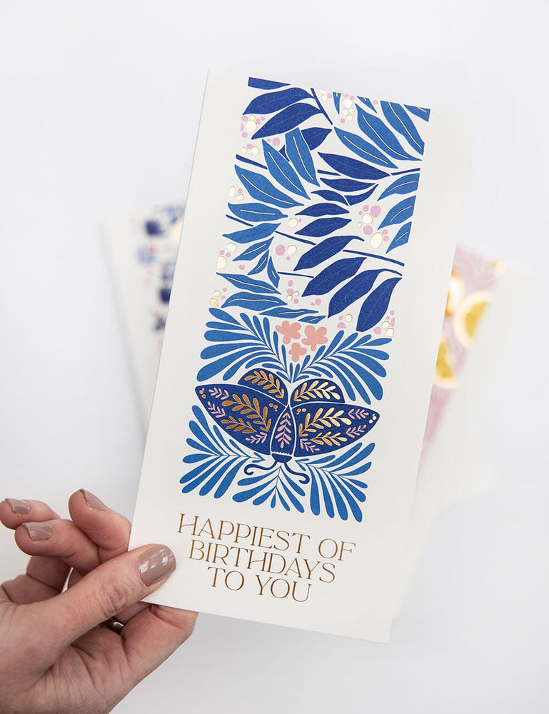 "Happiest of Birthdays to You Butterly" Tall Card Greeting Cards Bespoke Letterpress 
