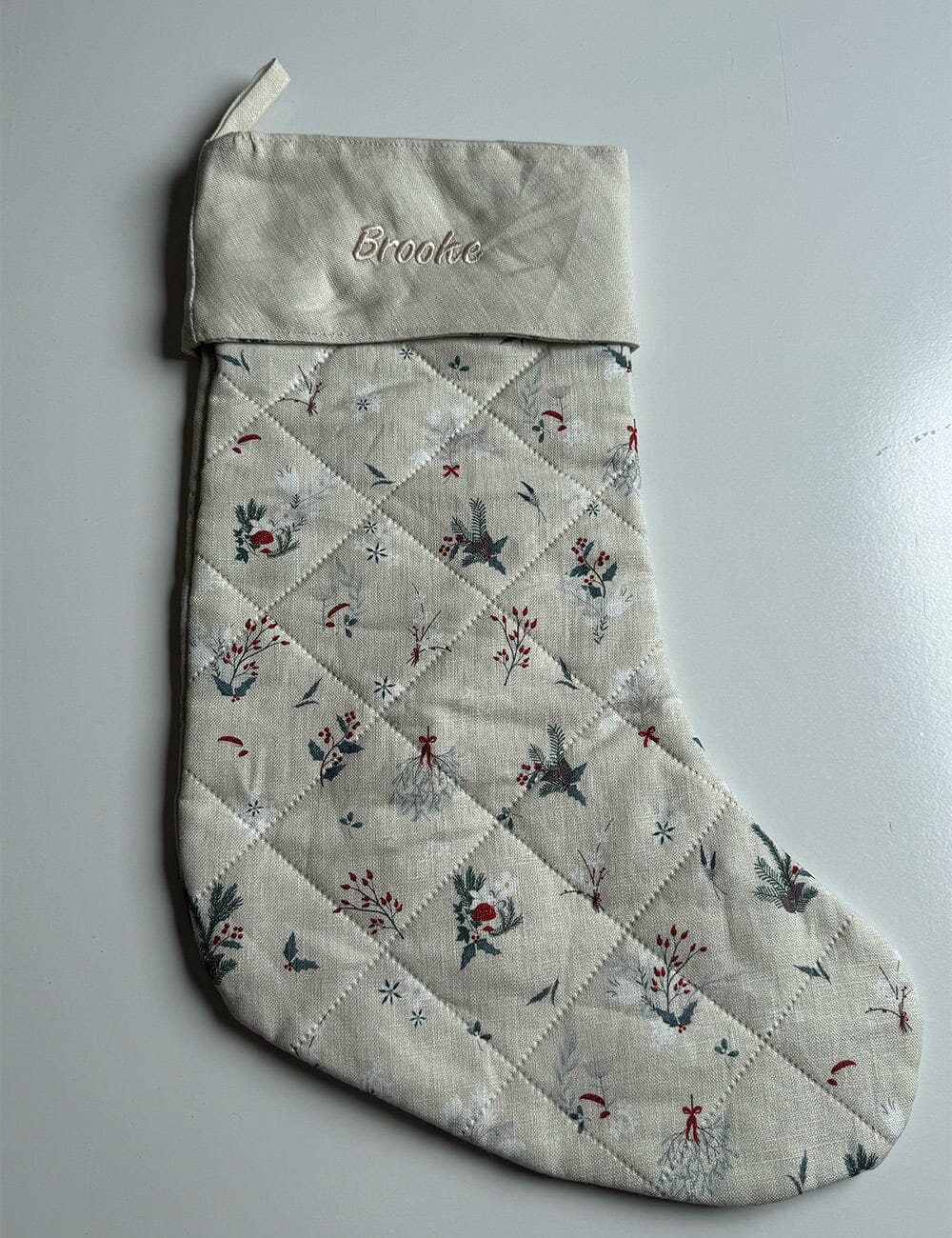 SECONDS - Heirloom Holly Christmas Stocking - Brooke Christmas Stocking Bespoke Letterpress 