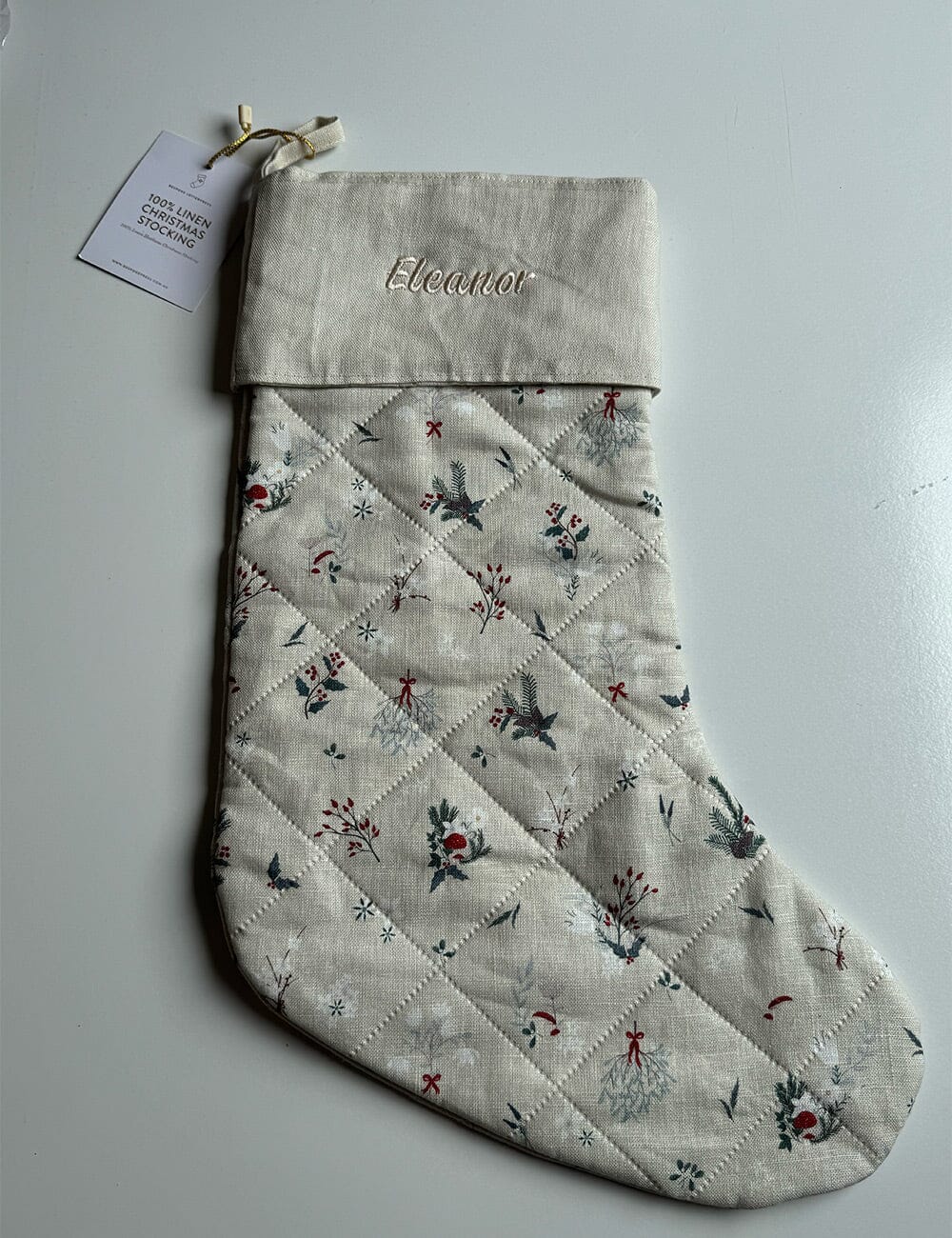 SECONDS - Heirloom Holly Christmas Stocking - Eleanor Christmas Stocking Bespoke Letterpress 