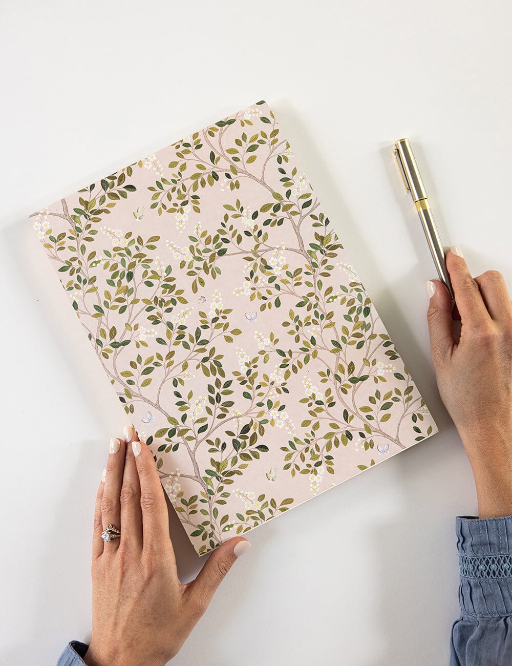 White Blossoms Notepad Jumbo Jotter Jotters Bespoke Letterpress 