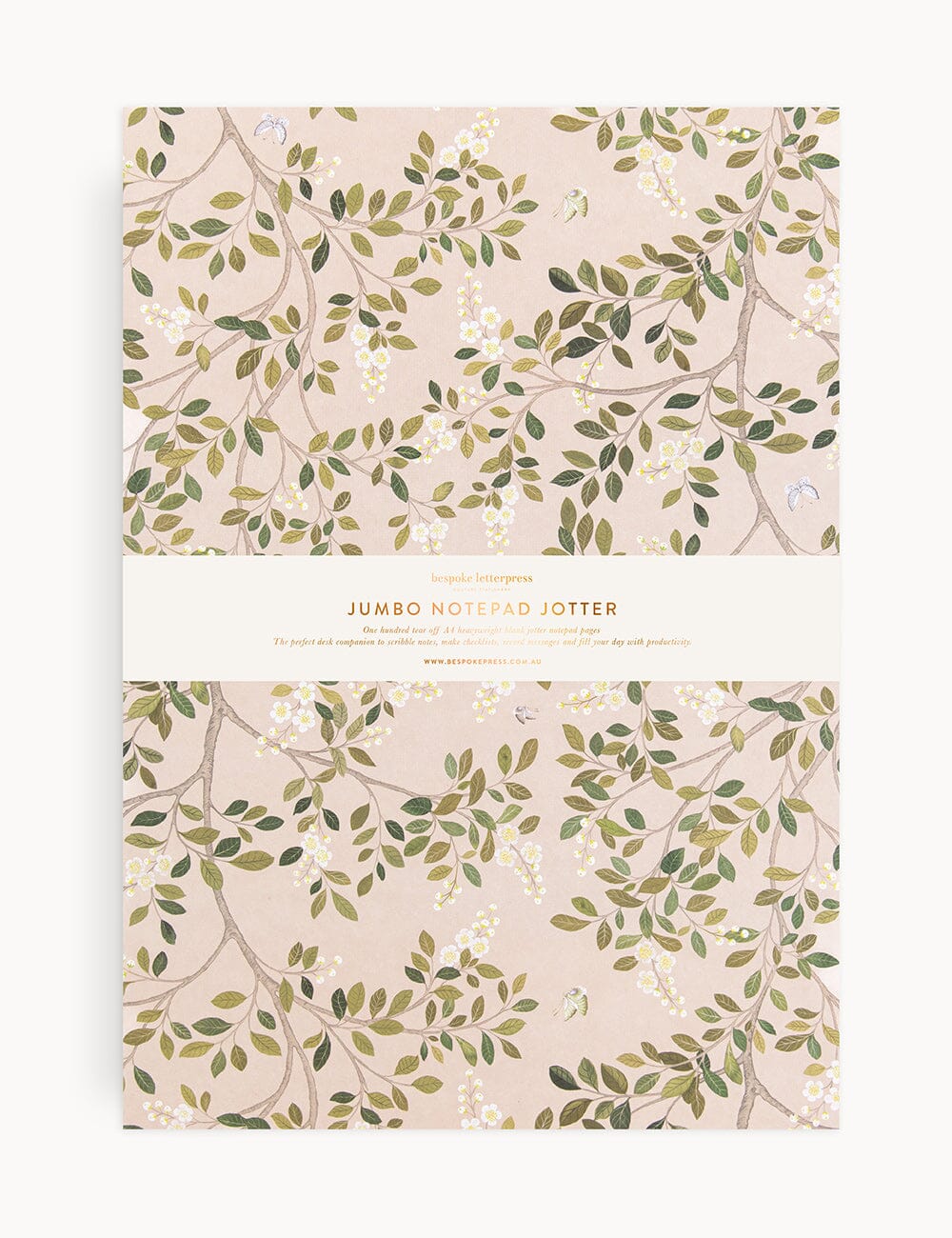White Blossoms Notepad Jumbo Jotter Jotters Bespoke Letterpress 