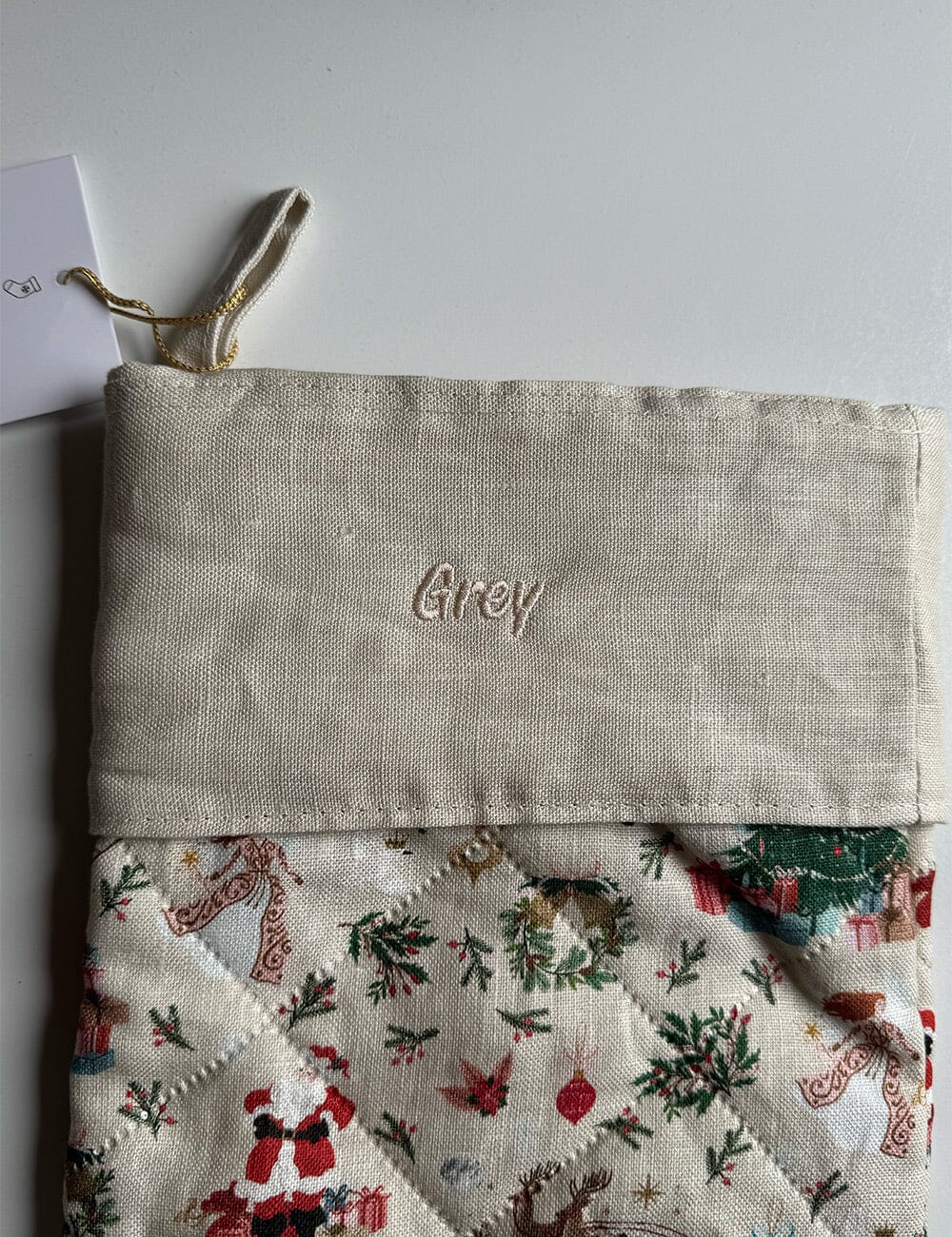 SECONDS - Jolly Santa Sleigh Heirloom Christmas Stocking - Grey