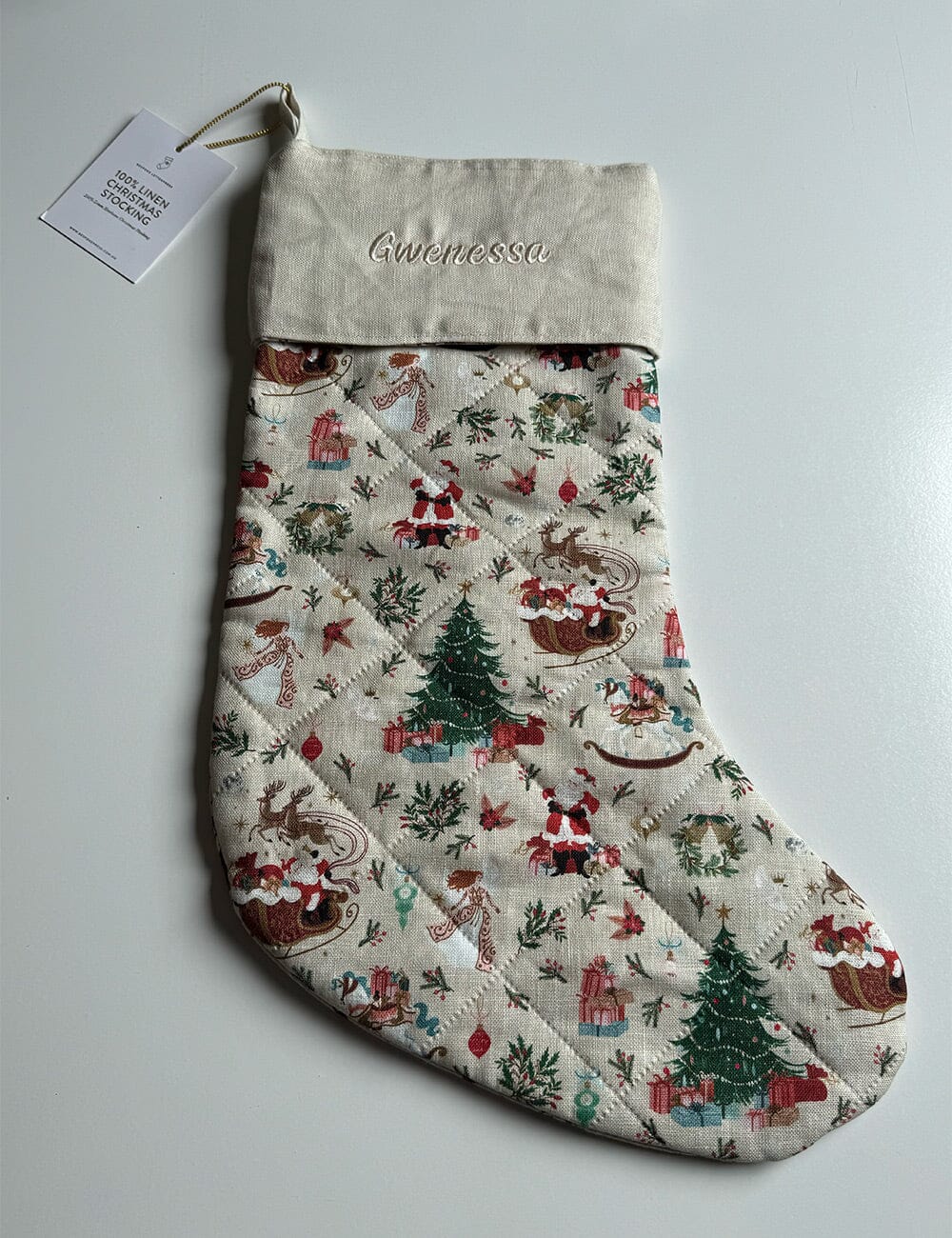 SECONDS - Jolly Santa Sleigh Heirloom Christmas Stocking - Gwenessa