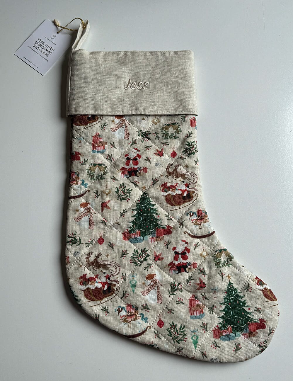 SECONDS - Jolly Santa Sleigh Heirloom Christmas Stocking - Jess Christmas Stocking Bespoke Letterpress 