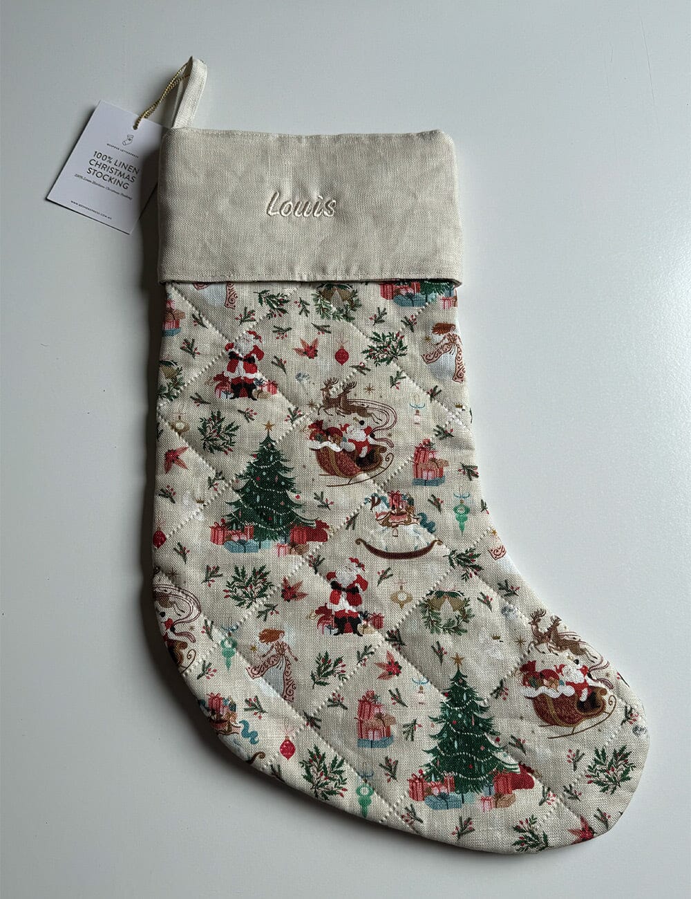 SECONDS - Jolly Santa Sleigh Heirloom Christmas Stocking - Louis Christmas Stocking Bespoke Letterpress 