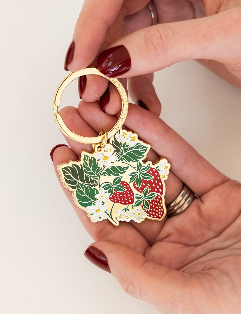 Strawberries Enamel Keyring Keyring Bespoke Letterpress 
