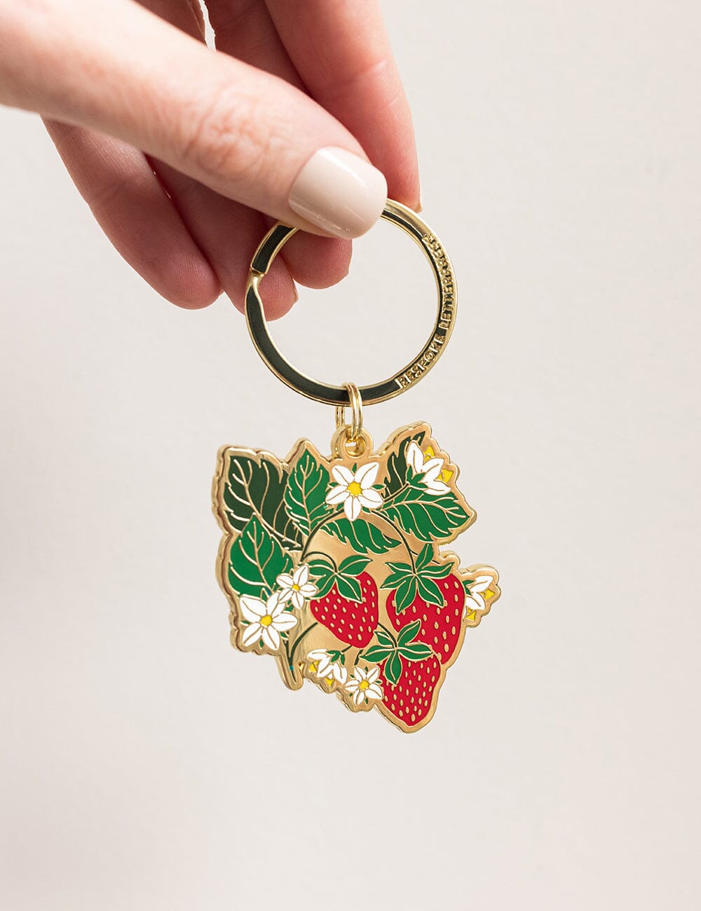Strawberries Enamel Keyring