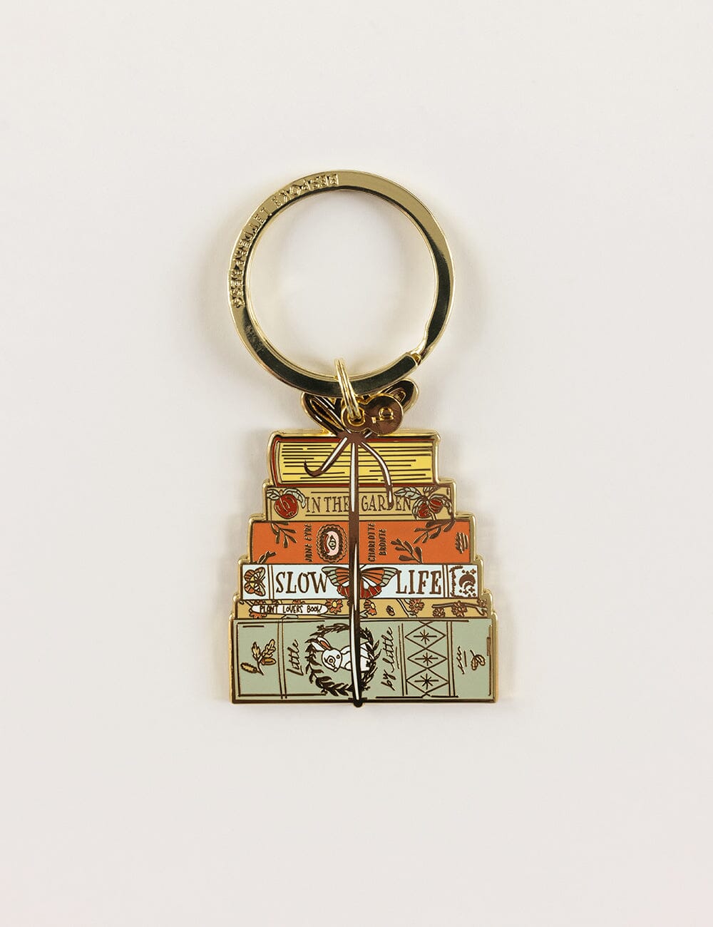 Book Stack Enamel Keyring