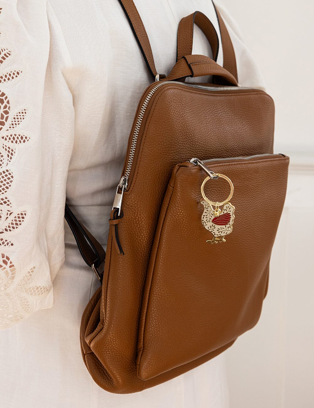 Chicken Enamel Keyring