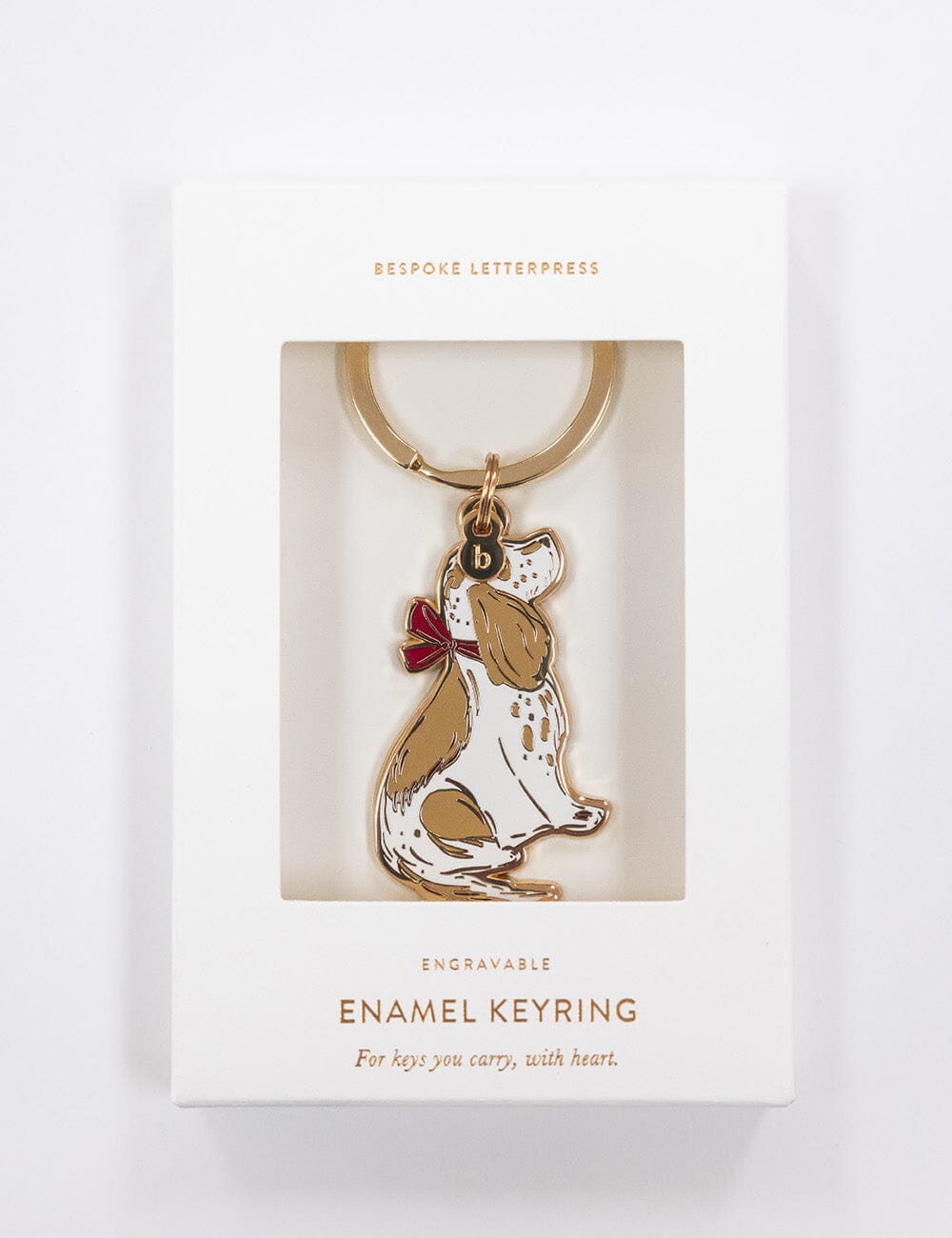 Dog with Bow Enamel Keyring