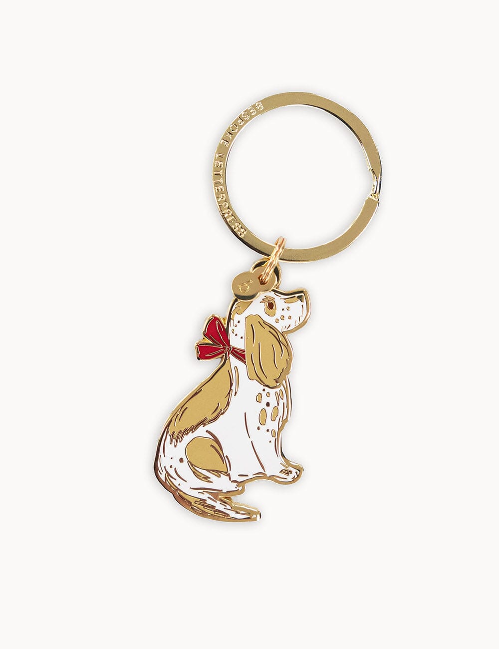 Dog with Bow Enamel Keyring