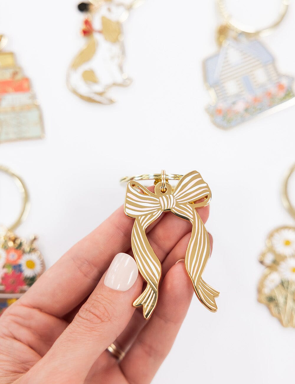 Ribbon Bow Enamel Keyring