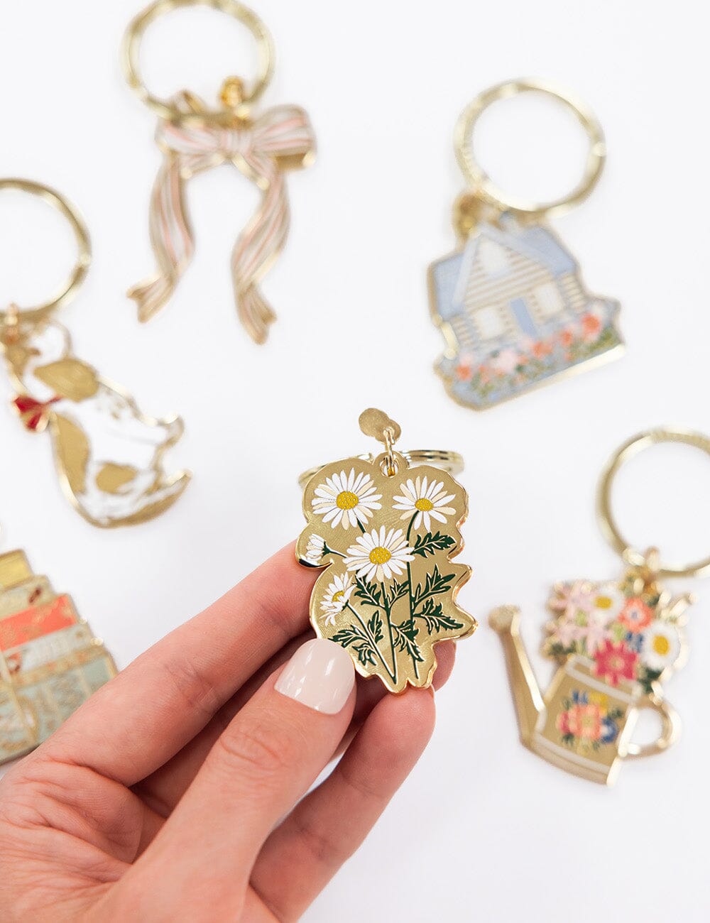 Daisies Enamel Keyring