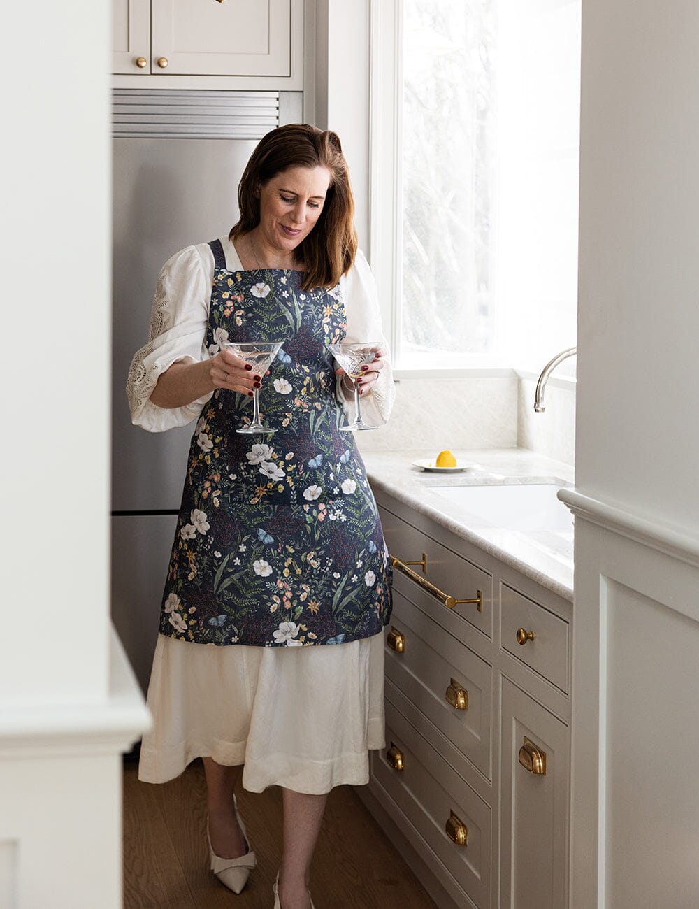 Dusk in Bloom 100% Linen Apron Apron Bespoke Letterpress 