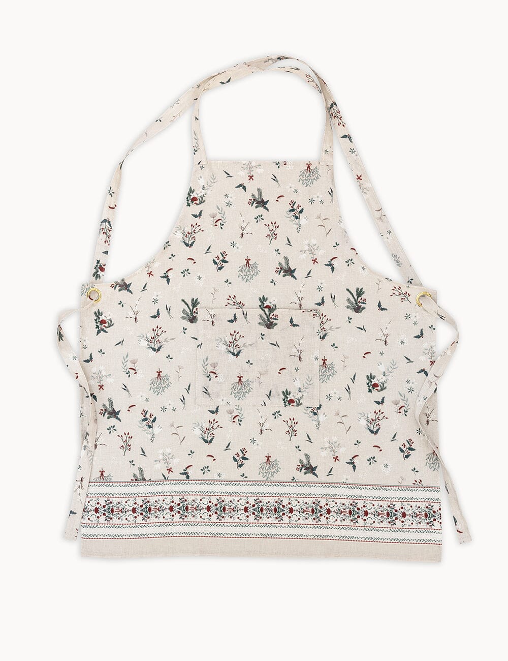 Heirloom Christmas Holly 100% Linen Apron
