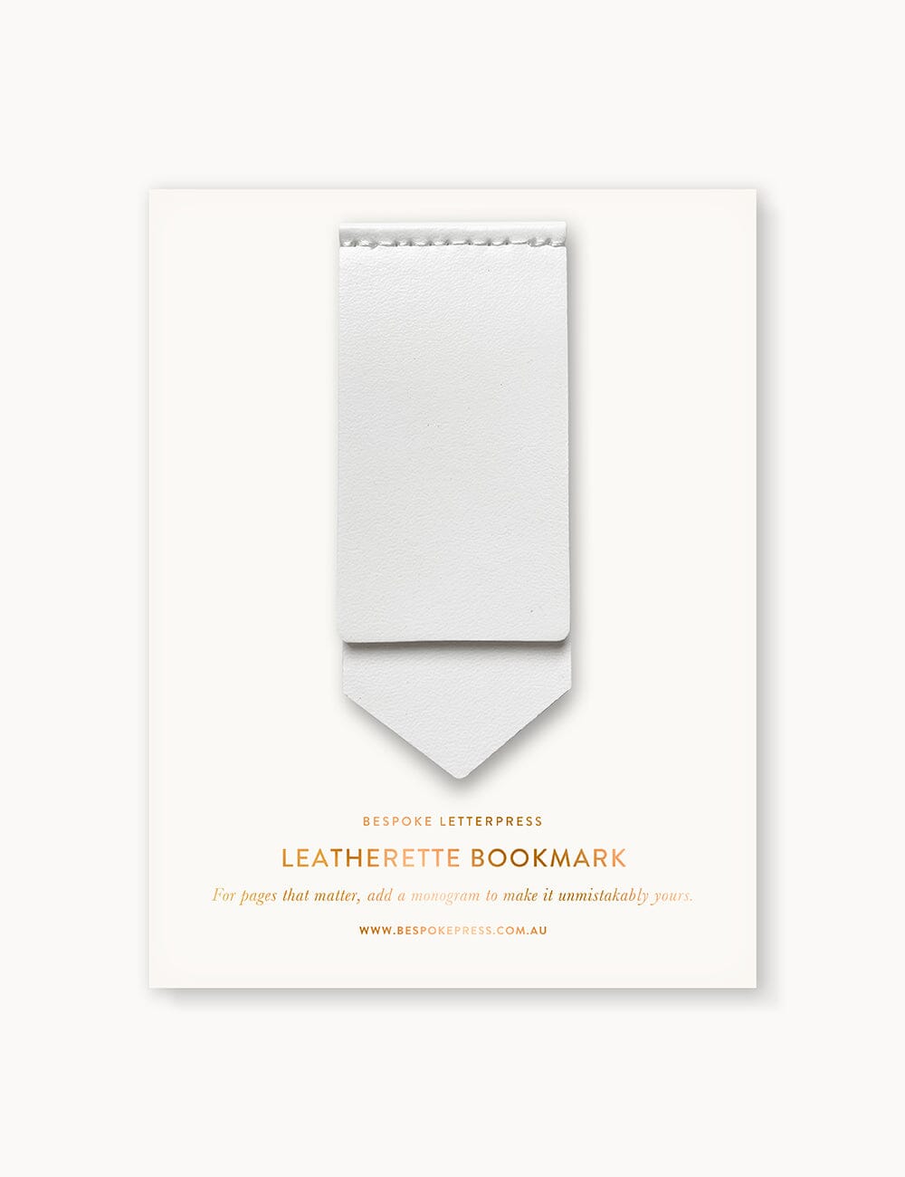 Leatherette Bookmark - White Stationery Bespoke Letterpress 