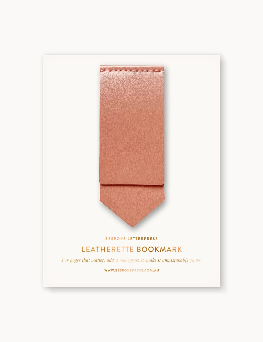 Leatherette Bookmark - Tea Rose Stationery Bespoke Letterpress 