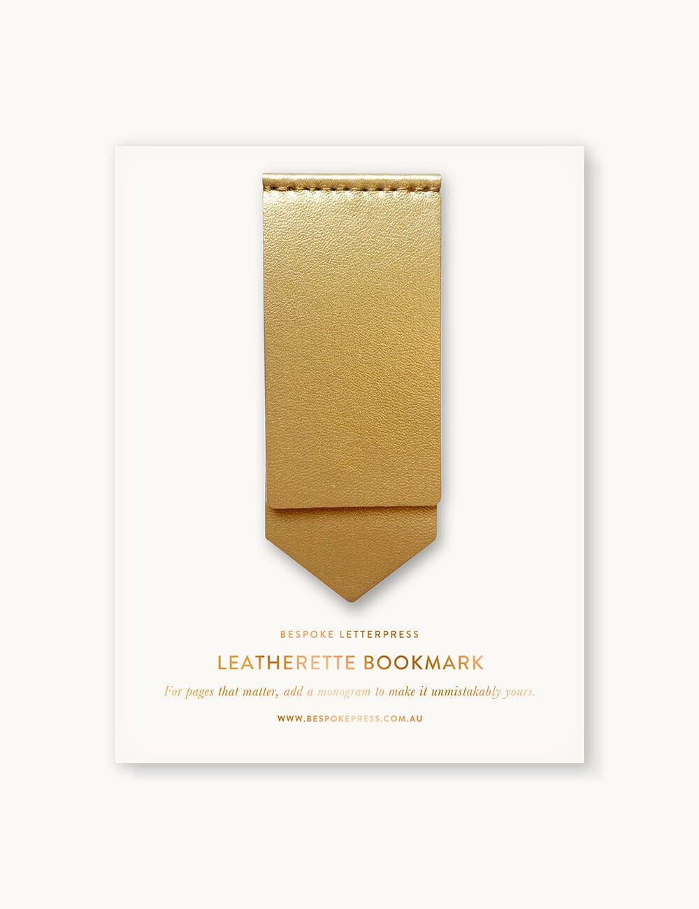 Leatherette Bookmark - Gold Stationery Bespoke Letterpress 