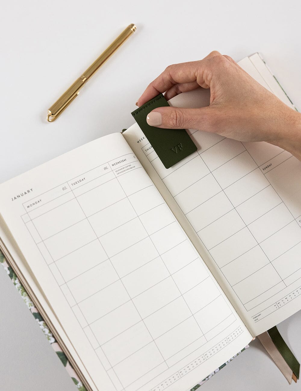 Leatherette Bookmark - Olive