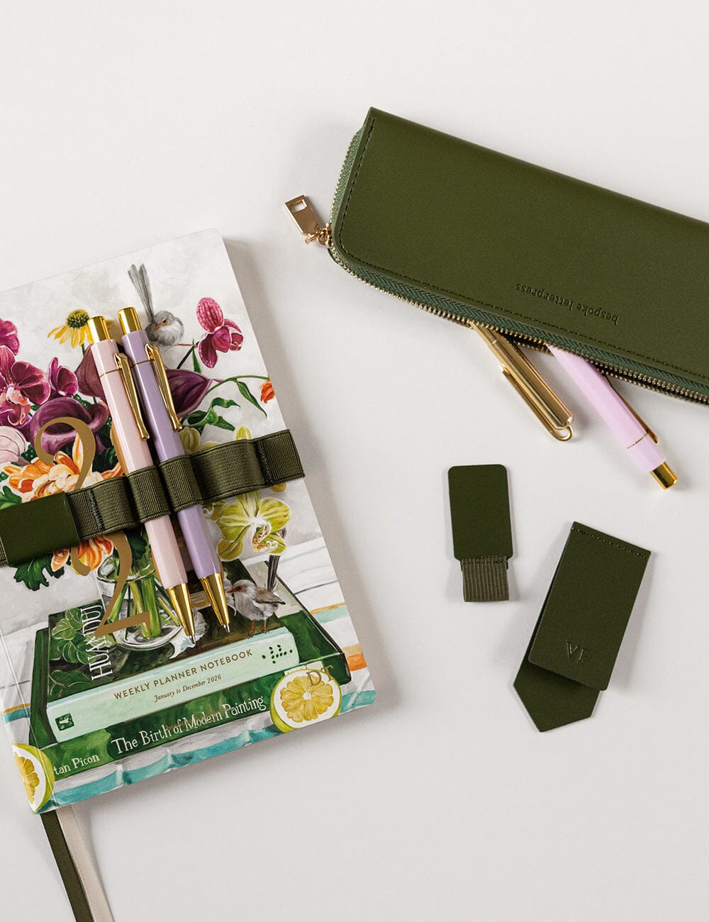 Leatherette Bookmark - Olive