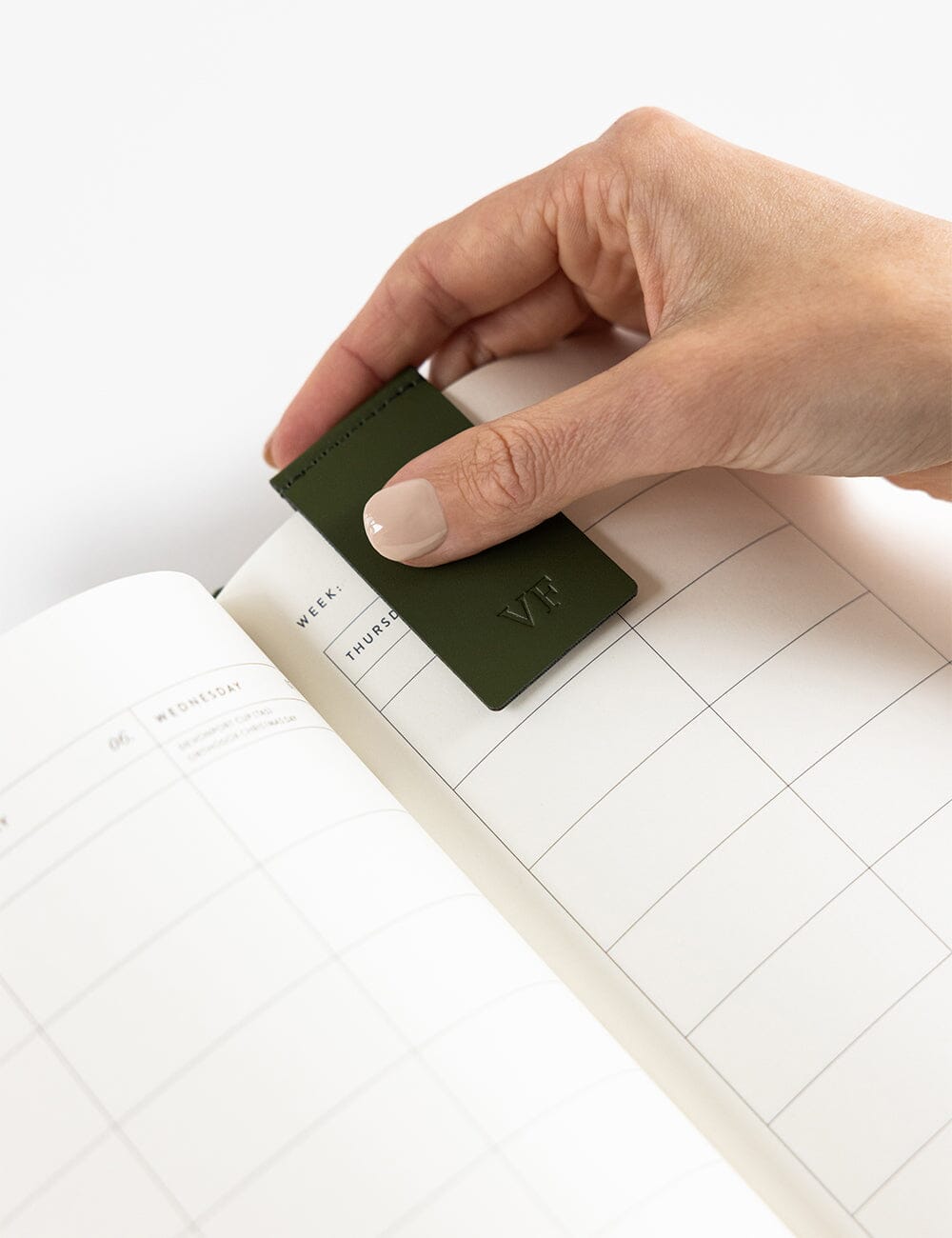 Leatherette Bookmark - Olive