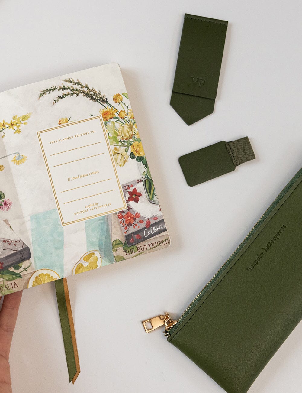 Leatherette Bookmark - Olive