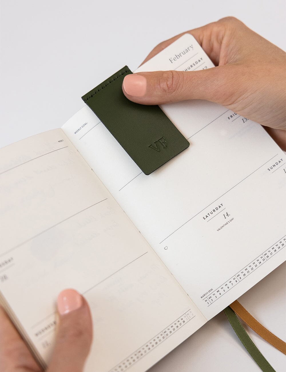 Leatherette Bookmark - Olive