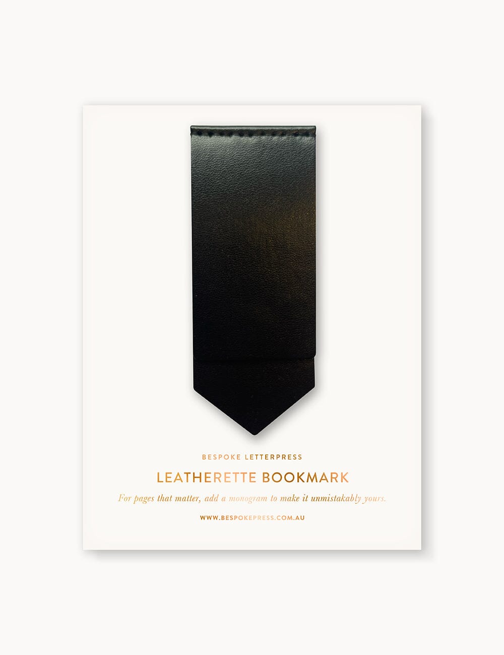 Leatherette Bookmark - Black Stationery Bespoke Letterpress 