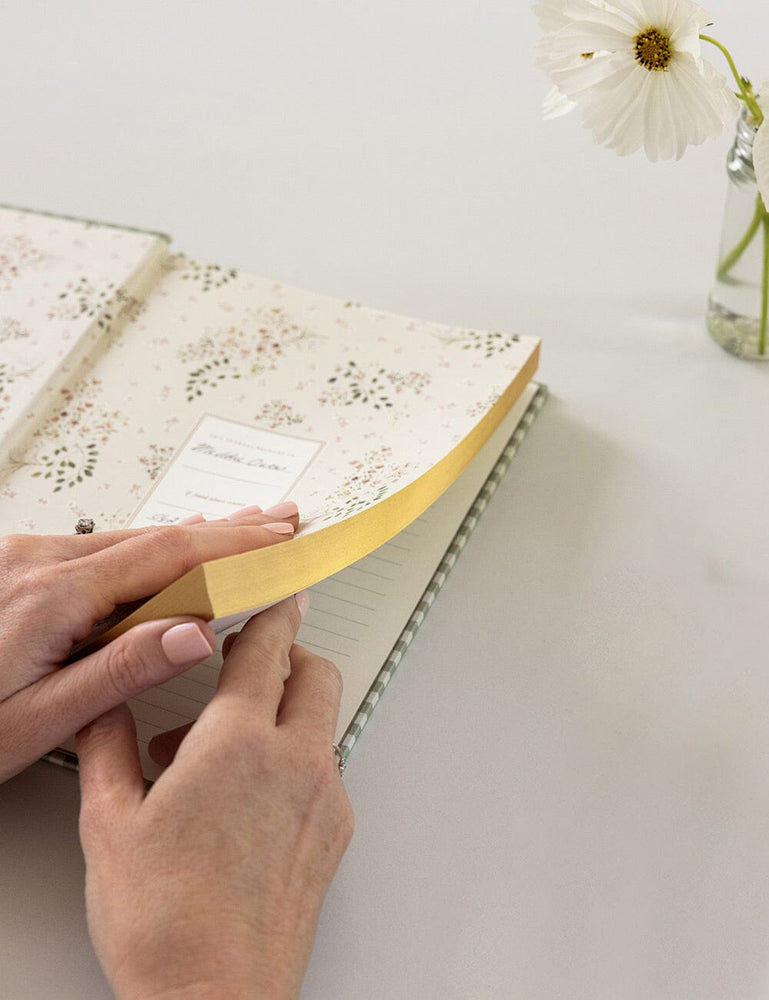 Gift Set - Linen Journal - Sage Check Journals Bespoke Letterpress 