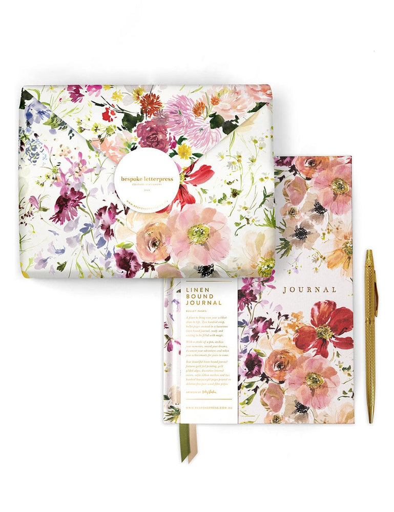 Gift Set - Linen Journal - Poppies Journals Bespoke Letterpress 