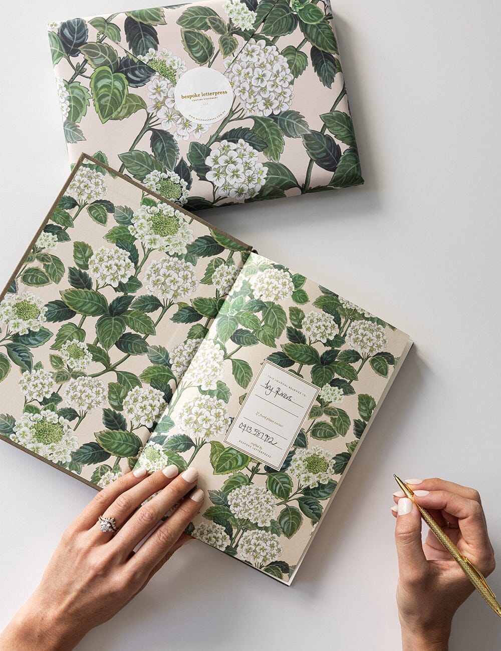 Gift Set - Linen Journal - Saltmarsh Green Journals Bespoke Letterpress 