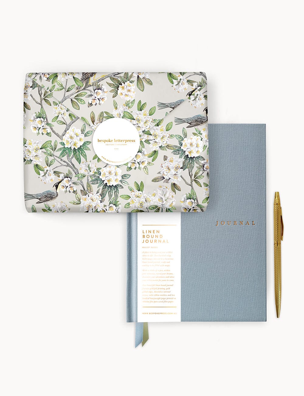 Gift Set - Linen Pocket Journal - Luna Blue Journals Bespoke Letterpress 