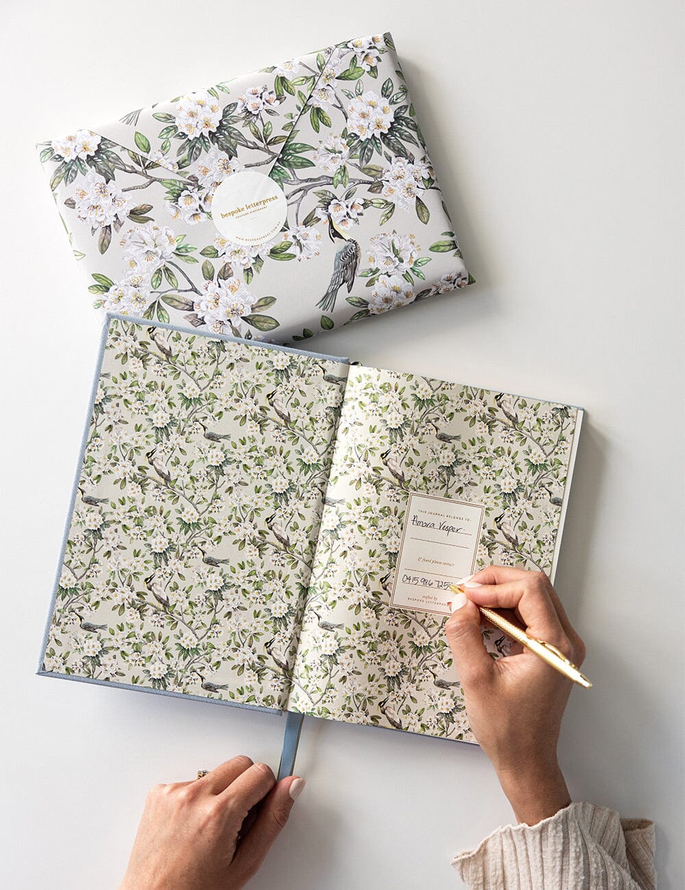 Gift Set - Linen Journal - Luna Blue Journals Bespoke Letterpress 