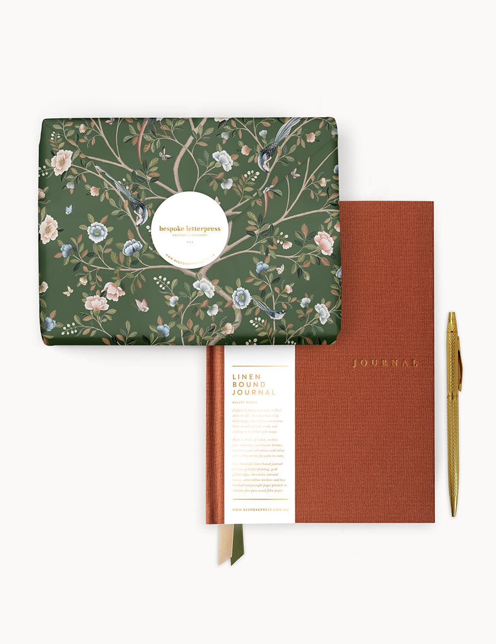 Gift Set - Linen Journal - Burnt Clay Journals Bespoke Letterpress 