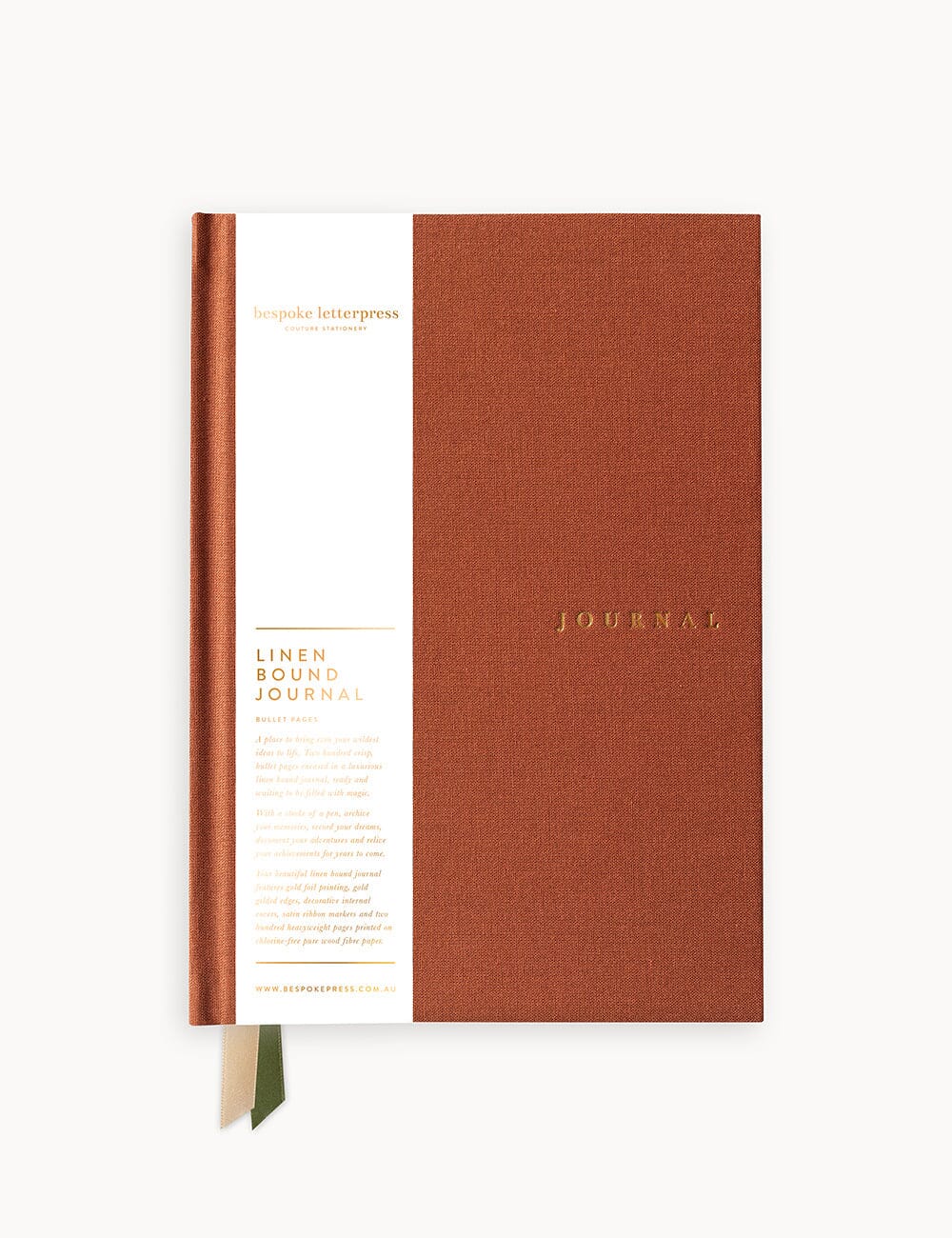 Linen Bound Journal - Burnt Clay (Blank Journal) Journals Bespoke Letterpress 