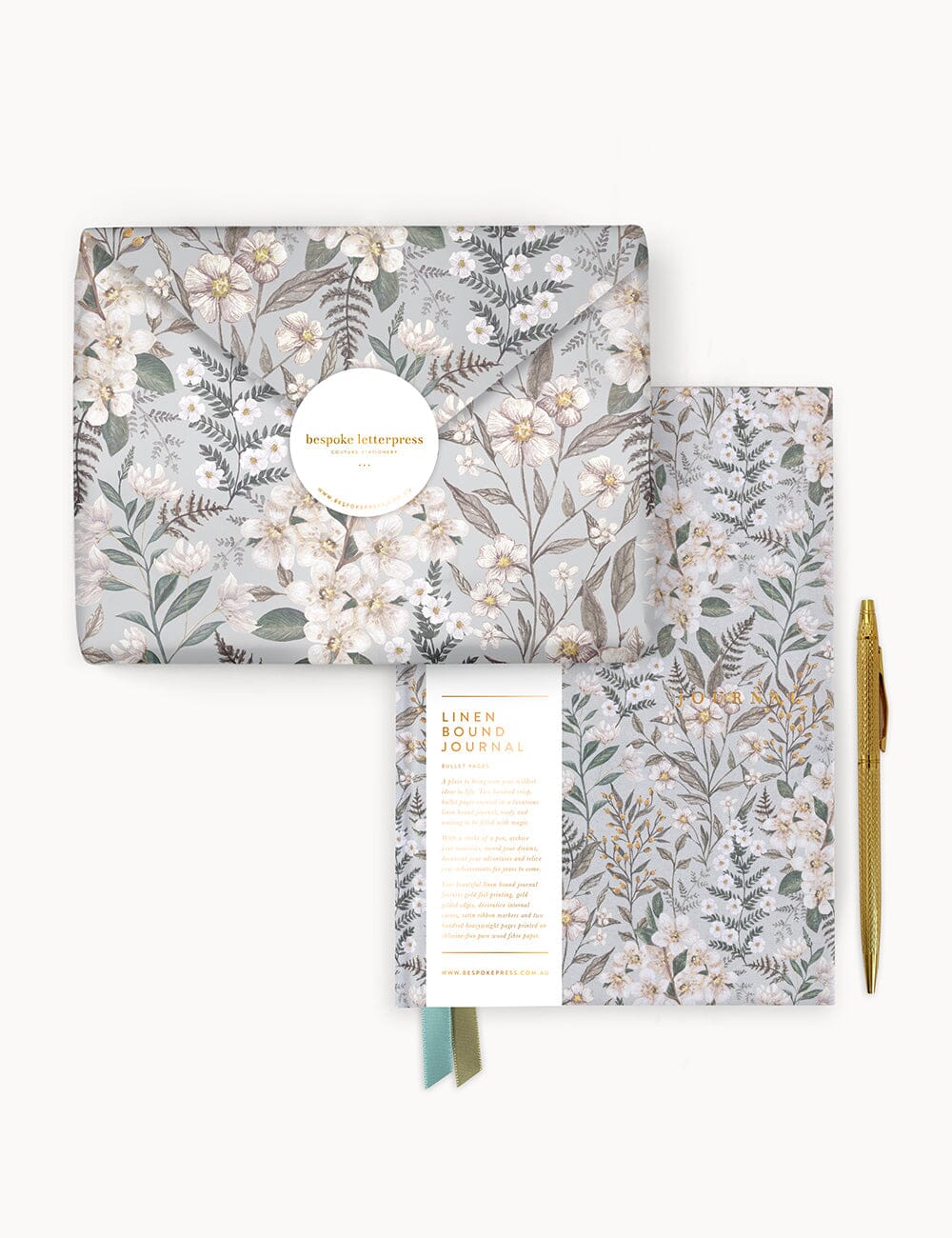 Gift Set - Linen Journal - Ivory Garden