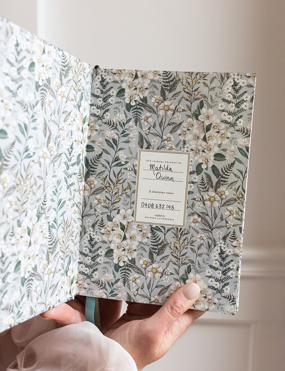 Linen Bound Journal - Ivory Garden (Bullet Journal)