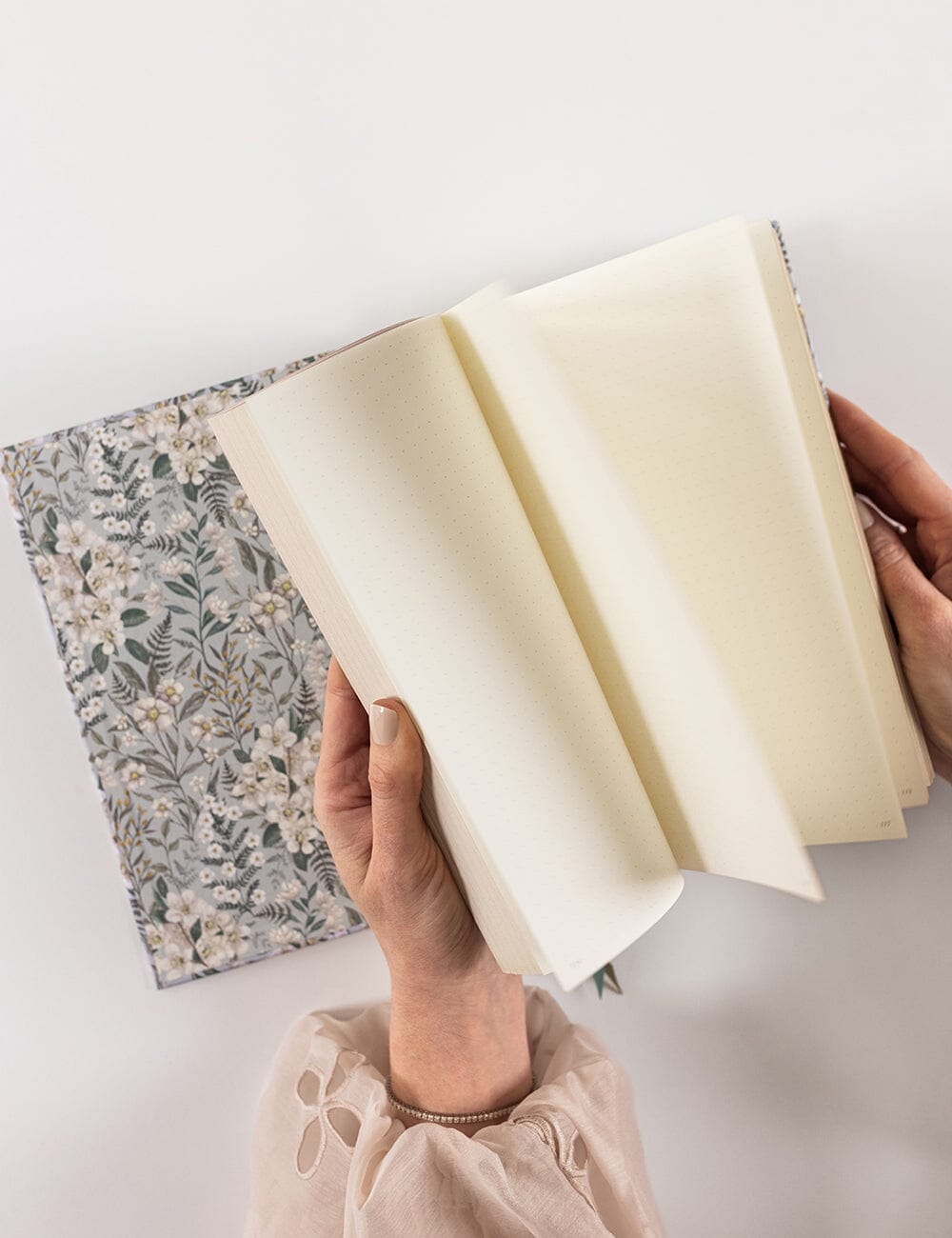 Linen Bound Journal - Ivory Garden (Bullet Journal)