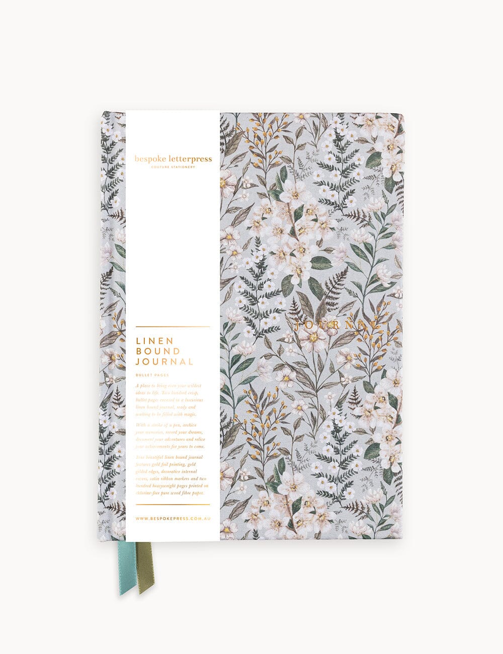 Linen Bound Journal - Ivory Garden (Bullet Journal)