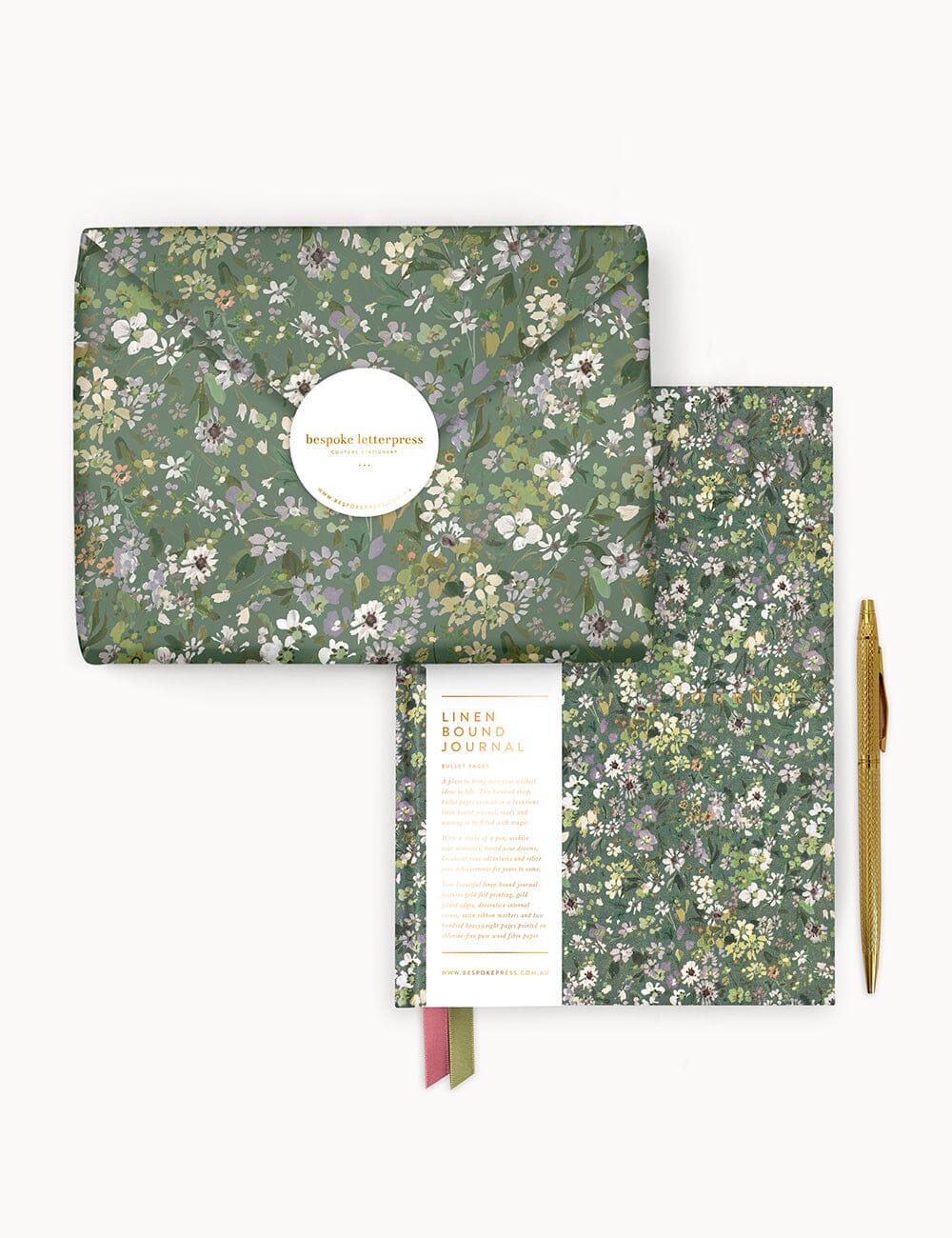 Gift Set - Linen Journal - Summer Perennials Journals Bespoke Letterpress 