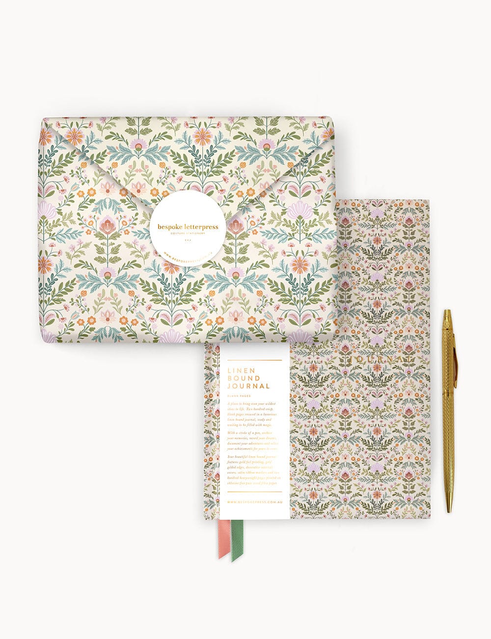 Gift Set - Linen Journal - Bramblefloss Journals Bespoke Letterpress 