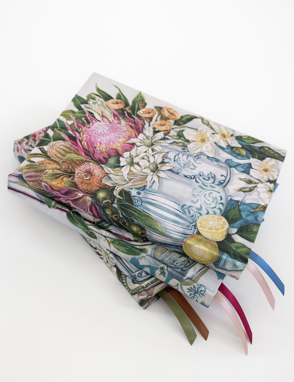 Linen Bound Journal Lined - Three Vases With Lemons