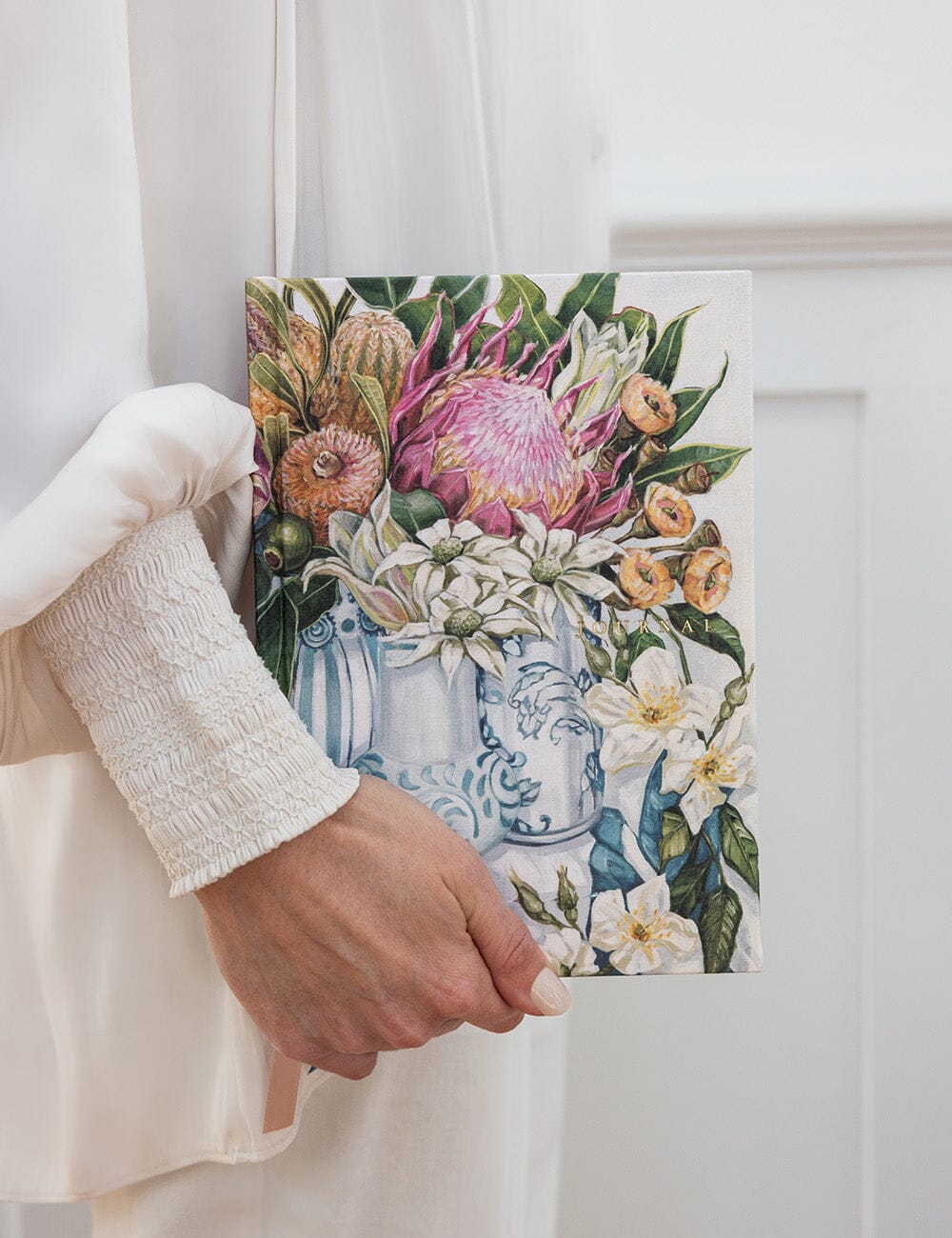 Linen Bound Journal Lined - Three Vases With Lemons