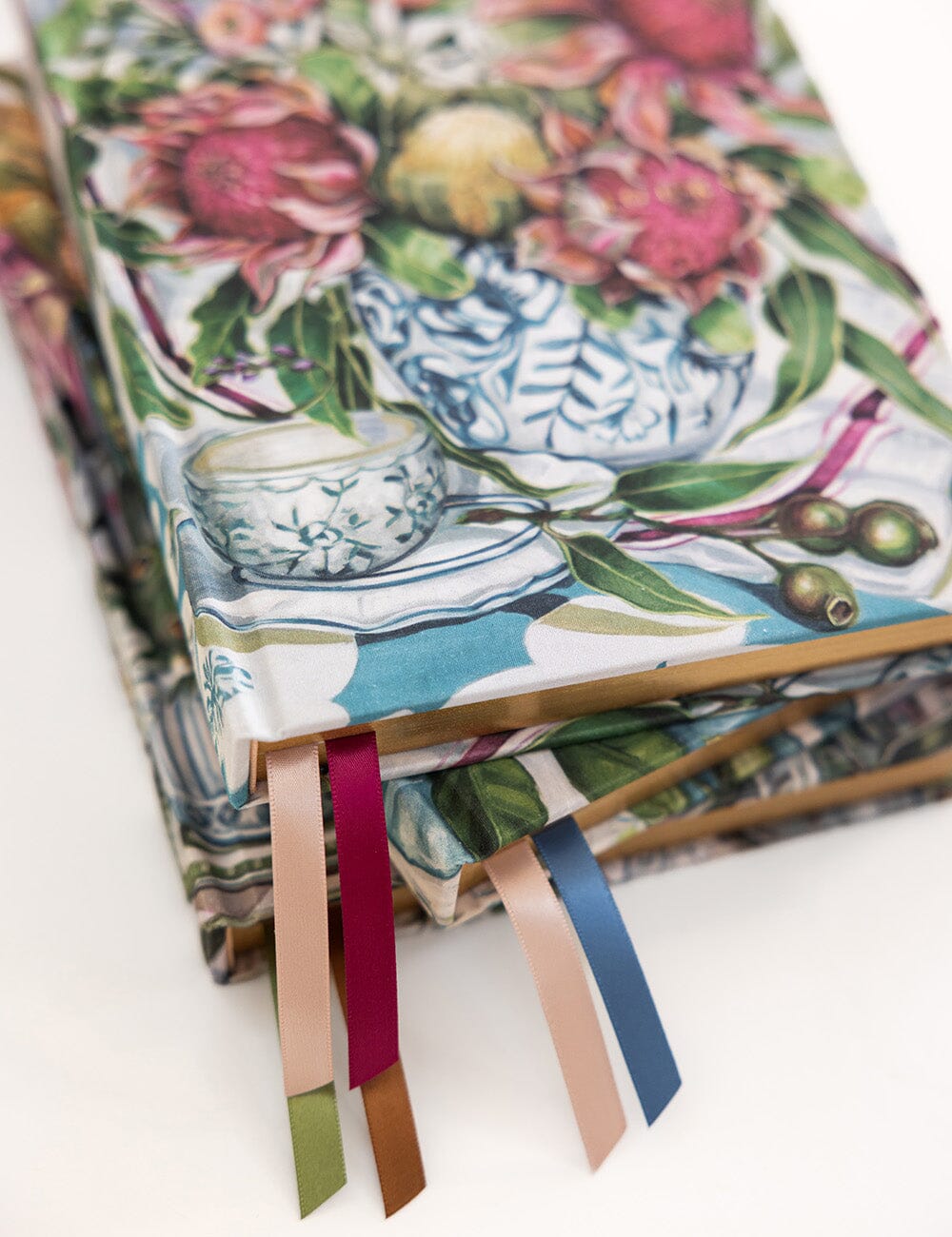 Linen Bound Journal Lined - Waratah In Blue