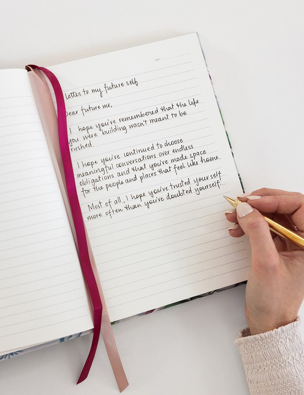 Linen Bound Journal Lined - Waratah In Blue